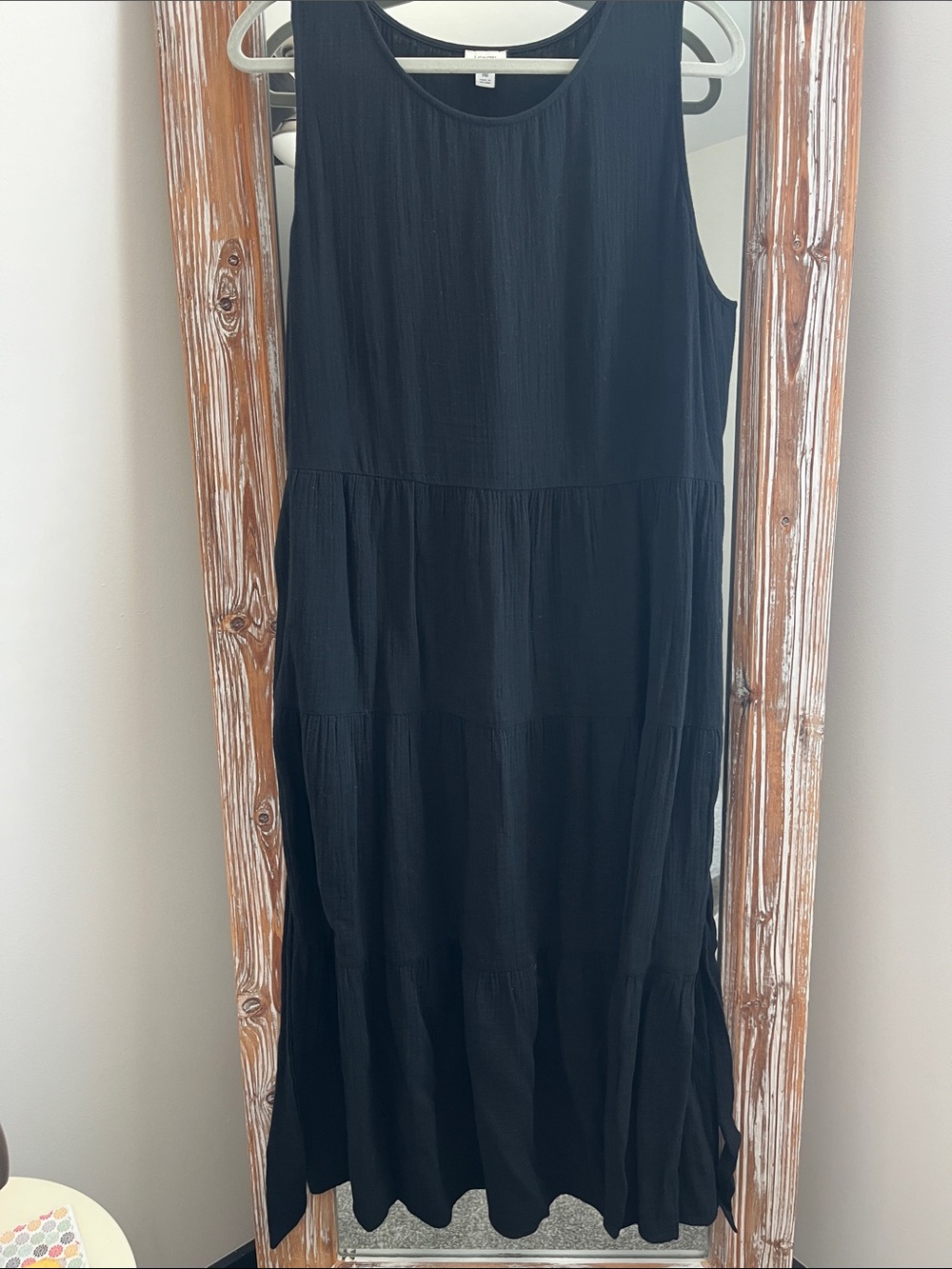 J. Crew Black Sleeveless Tiered Maxi Dress